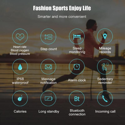 

096 inch Fitness Heart Rate Blood Pressure IP68 Waterproof Smart Bracelet