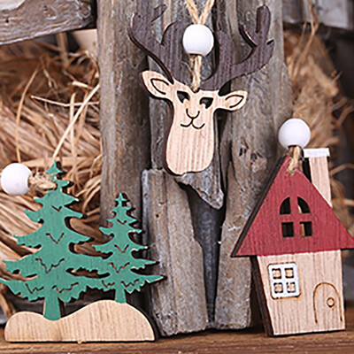 

Gobestart Wooden Mini Christmas Tree Desktop Ornaments Merry Christmas Party Decor