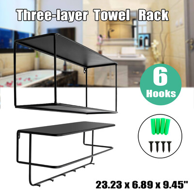 

Wall Mounted Demolition 3 Tier Metal Bathroom Towel Rack With 6hooks
