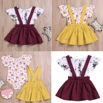 

AU Newborn Infant Baby Girl Romper Playsuit TopShort Skirt Outfit Overall Dress