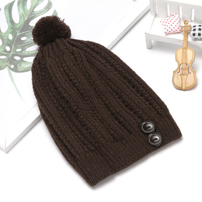 

Tailored Fashion Womens Winter Collar Plus Button Thick knit Warm Hat