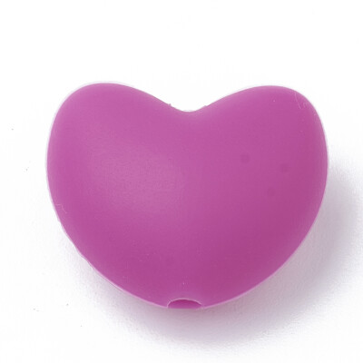 

Food Grade Environmental Silicone Beads Chewing Beads For Teethers DIY Nursing Necklaces Making Heart Violet 16x19x10mm Hole