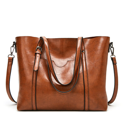 

Large Capacity Solid Color Tote Women Faux Leather Zip Crossbody Shoulder Bag