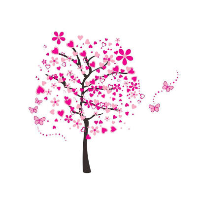 

PVC Self-adhesive Pink Tree Wall Stickers Removable Decals Bedroom Decor