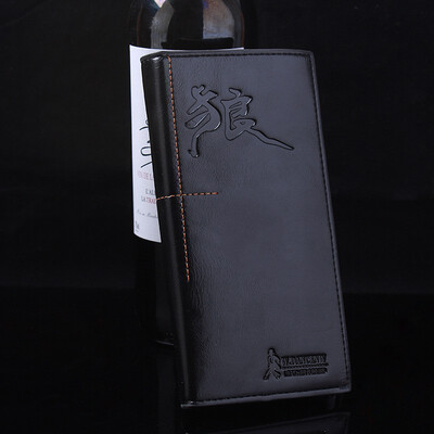 

Seven wolves wallet mens long leather youth Japanese&Korean students wallet Korean version of the hipster personality