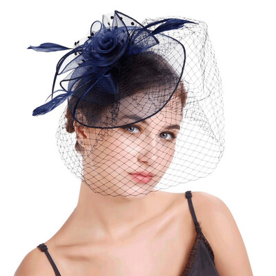 

Wedding Races Party Hair Clip Net Hat Bride Cones&Feathers Occasion