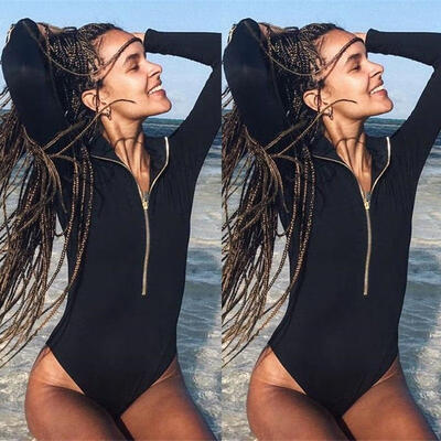 

New Women&39s Long Sleeve Bodysuit Jumper Bodycon Bandage Jumpsuit Short Romper