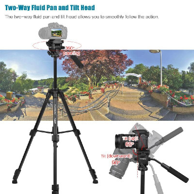 

YUNTENG VCT-691 Professional Portable Aluminum Alloy Video Tripod 4-Section Camera Tripod with Fluid Pan & Tilt Head for Canon Nik