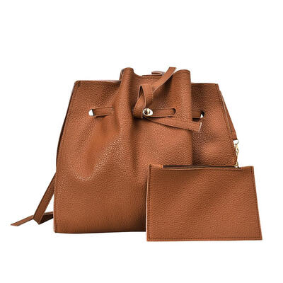 

2pcsset Women Bucket Messenger Bags Solid Crossbody Shoulder Handbag Purse