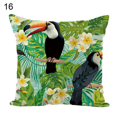 

45x45cm Forest Parrot Throw Pillow Case Cushion Cover Sofa Bed Car Home Decor