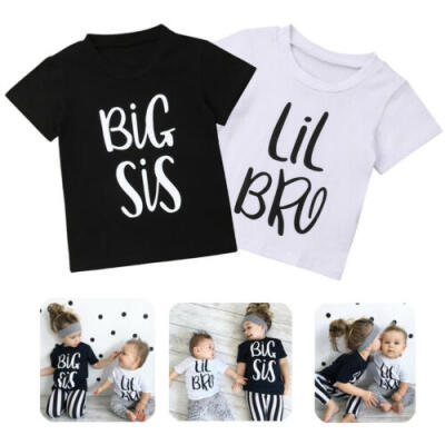 

Toddler Baby Boy Girl Summer T-shirt - Big Sister-Little Brother- Matching Tops