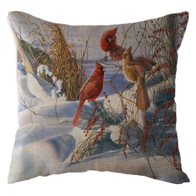 

Tailored Christmas Snow House Pillow Case Linen Sofa Throw Cushion Cover Home Decor