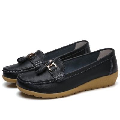 

Women Loafers Leather Oxford Slip On Walking Flats Anti-Skid Boat Shoes
