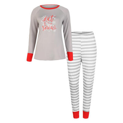

2pcs Christmas Family Match Clothes Set Daily Stripe Long Sleeve Tops Pants