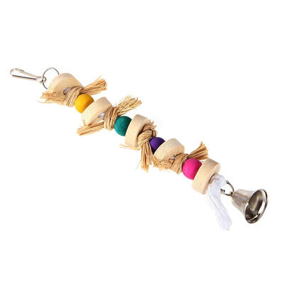

Pet Parrot Bird Wooden Straw Bites Swing Ball Chewing Toy Hanging Play Toy