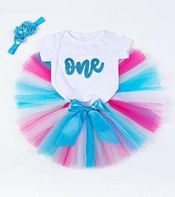 

Infant Newborn Baby Girls Unicorn 1st Birthday Romper Skirt Tutu Dress Headband Outfits One Romper Rainbow Skirts 2Pcs Outfits Clo