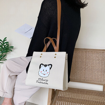 

Qiao Bani 2019 new South Korea Dongdaemun fashion print shopping bag Tote bag hand shoulder shoulder diagonal handbag