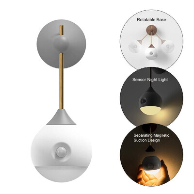 

Sothing Sunny Motion Smart Sensor Night Light Infrared Induction LEDs Stick-On Wall Lamp USB Charging Removable Night Lamp for Bre