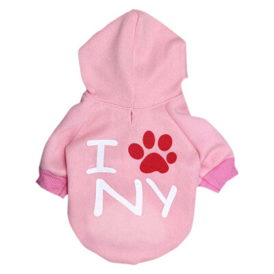 

Pink Dog Fashion Outfit Hoodies Pet Outfit Winter Velvet Clothes Hooded 2 Legged Coat Cute Paw Print Hoodie For Dogs