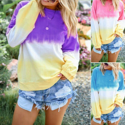 

2019 Womens Long Sleeve Pullover Casual Gradient T-Shirt Sweatshirt Tops Blouse