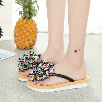 

Rose Fashion Women Summer Flip Flops Slipper Flower Flat With Beach Slippers Slides