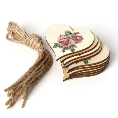 

10pcs Wooden Heart Hanging Plaque DIY Craft Rose Angel Wall Sign Rustic Wood Chips for Wedding Supplies Party Decoration