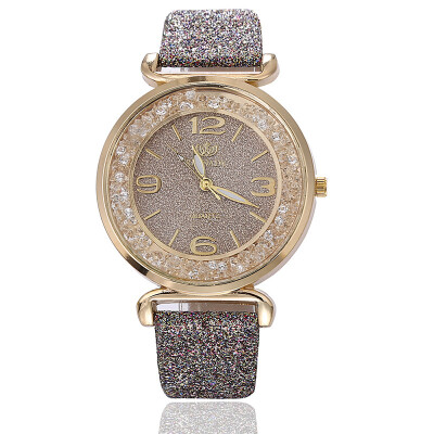 

Matte textured belt digital watch ladies sand filled with diamonds