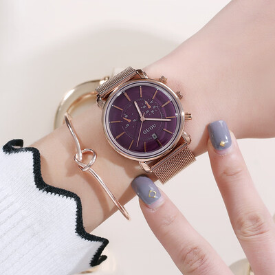 

Trend calendar quartz female watch atmospheric dial waterproof steel belt temperament watch casual watch