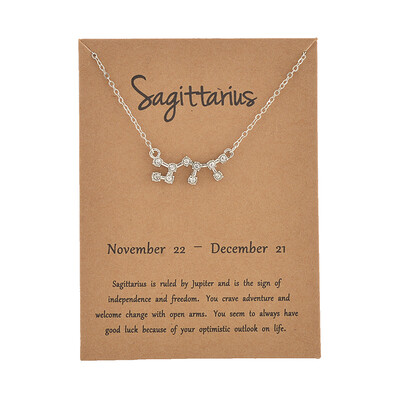 

Fashion Jewelry Zodiac Crystal Star Sign 12 constellation Pendant Necklace For Women