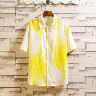 

Tailored Mens Summer Casual Fashion Printing Loose Short Sleeve Lapel Shirt Tops Blouse