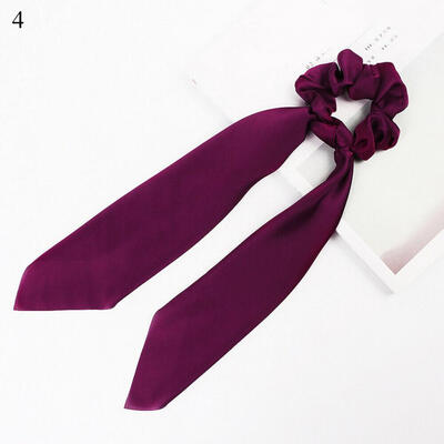 

Women Girl Bow Satin Ribbon Ponytail Scarf Hair Tie Rope Scrunchies Elastic Band
