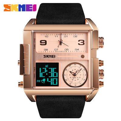 

SKMEI New Men Fashion Watches Sports Military Watches Leather Quartz Waterproof Digital Wristwatches Male Clock 1391