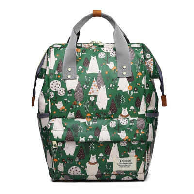

Cartoon Print Diaper Bag Backpack Large Capacity Outdoor Zipper Nursing Bag