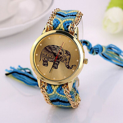 

Automatic Mechanical Ethnic-style Man Woman Quartz Knit Elephant Watch Plush Band