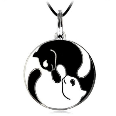 

1 Pair Couples Jewelry Necklaces Silver Gold Couple Necklace Titanium Steel Animal Cat Pendants Necklace Valentines Gift