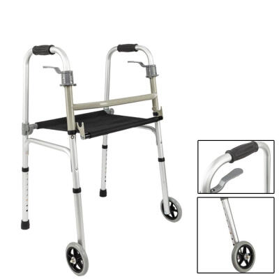 

Adjustable Folding Walker with Front Wheel Portable Seat Walking Frame