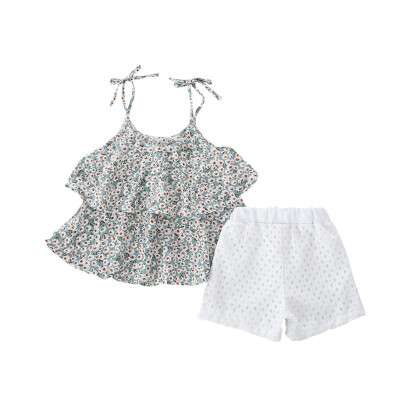 

Baby Girl Clothes Summer Baby Girls Casual Sleeveless Floral Print T-shirt TopsShorts Suits Costume Set 0-5T