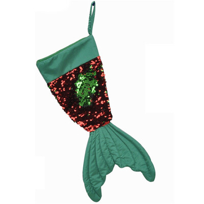 

〖Follure〗Christmas Decorations 16 inch Fishtail Flip Beads Christmas Stockings Gift Bags