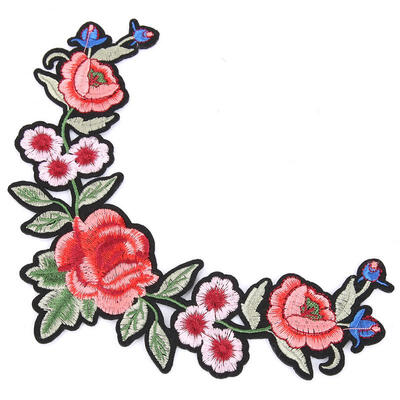 

Greensen V-Neck Rose Clothing Embroidered Patch DIY Decoration Iron Sew Sticker Applique Craft Accessory