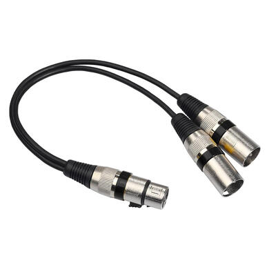 

3Pin XLR Female Jack to Dual 2 Male Plug Y Splitter 30cm Adapter Cable Wire