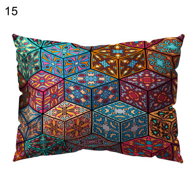 

Ethnic Style Polyester Peach Skin Pillow Case Sofa Waist Throw Cushion Cover