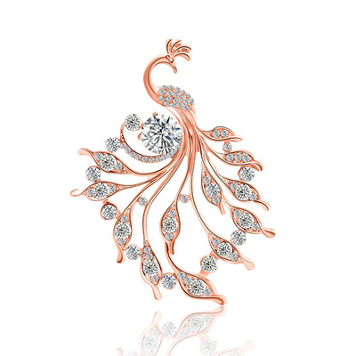 

Exquisite Life Essential Fashion Peacock with Diamond Brooch 7 5Cm