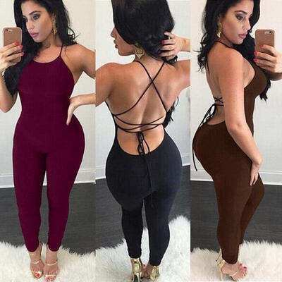 

New Women Casual Sleeveless Bodycon Romper Jumpsuit Club Bodysuit Long Pants