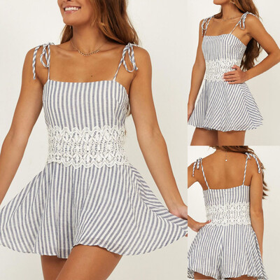 

Starmoon Womens Lace Printing Off-Shoulder Mini Rompers Jumpsuit Playsuit