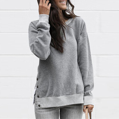 

Starmoon Women Button O Neck Long Sleeve Sweatshirt Pullover Shirt Tops Blouse