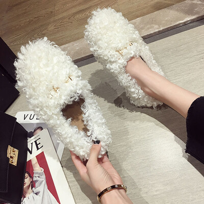 

Fairy wind shoes womens autumn Korean version of metal buckle Mao Mao shoes Joker casual flat grandma shoes tide