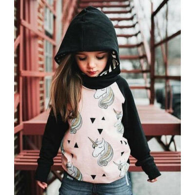 

Children Kids Girls Long Sleeve Unicorn Animals Jacket Coat Hooded Outerwear Top