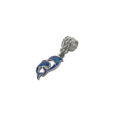 

Large Hole Pendants Alloy European Dangle Beads Dolphin with Enamel Platinum Color about 32mm long 11mm wide 6mm thick
