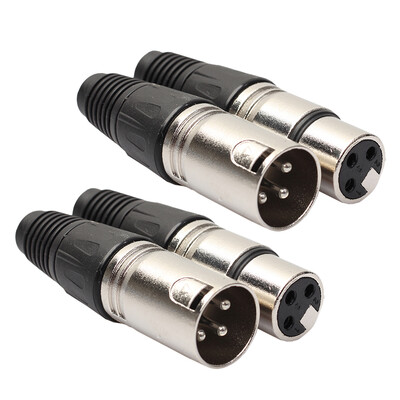 

2Pairs XLR 3Pin Female MIC Jack Plug Audio Microphone Cable Connector Black