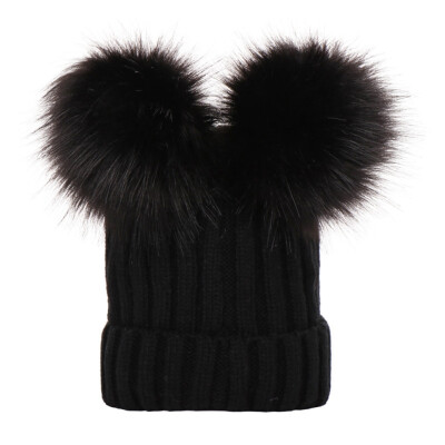

Children Winter Infant Wool Knitted Hat Cap Beanie WithTwo Double Beanie1-4Years